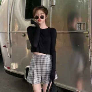ครอปเรย่อน สีดำผ้านิ่ม