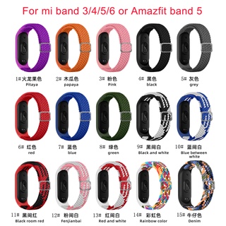 Forwelleny สายนาฬิกาข้อมือไนล่อนถัก ปรับได้ สําหรับ Xiaomi Amazfit Band 5 Mi Band 3 4 5 6