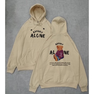 เสื้อกันหนาว มีฮู้ด ลายหมี Aleno Bear Ashall สีครีม สําหรับผู้ชาย และผู้หญิง