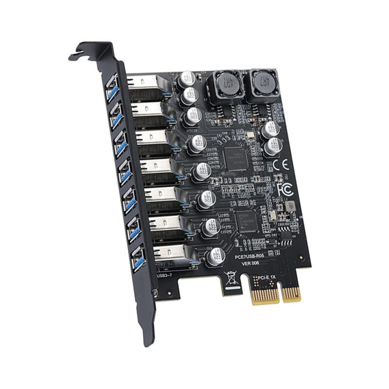 อะแดปเตอร์การ์ดขยาย USB 3.2 Pci Express Pci E เป็น 7 พอร์ต USB3 Gen1 Pci-E Extender Pci Express Card #7