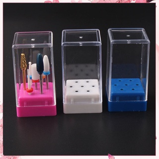 &lt;Sale&gt; Clear 7 Holes Nail Drill Bit Box Case Grinding Head Display Stand Storage Holder