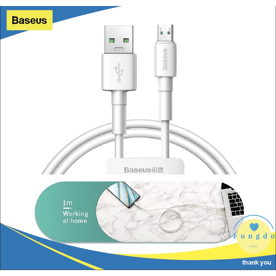 [ถูกแท้/ส่งเร็วมาก🇹🇭]Baseus สายชาร์จ Oppo Vooc 4A 20W สาย TPE Micro Cable รองรับ VOOC A37 F7 F5 A5 A3S A7