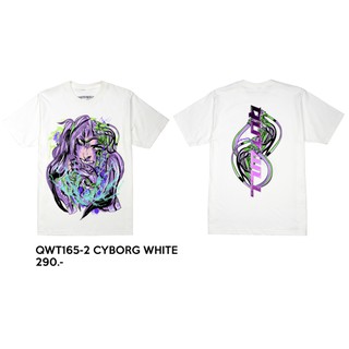 เสื้อยืดโอเวอร์ไซส์QWT165-2 CYBORG WHITES-3XL