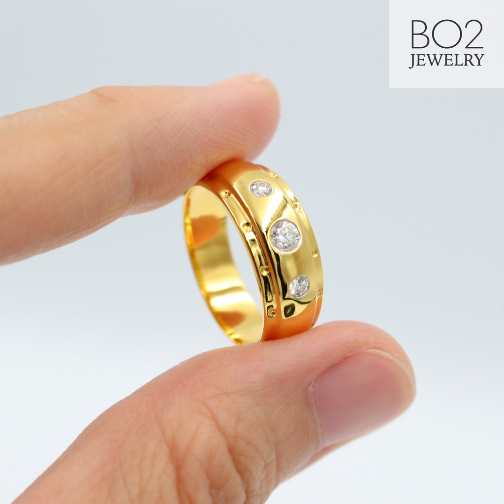 แหวนทองแท้ หลุดจำนำ size 60 แหวนเพชรแท้เกสร ทอง 18K