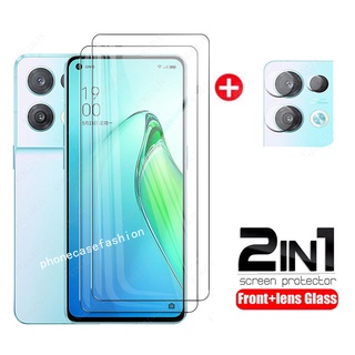 2 in 1 ฟิล์มกระจกนิรภัย สําหรับ OPPO reno 8 Pro Plus reno8 reno8Pro 5G 4G ป้องกันหน้าจอ ฟิล์มกระจก เลนส์กล้อง ป้องกันเต็มรูปแบบ