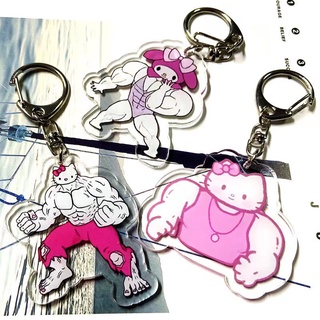 พวงกุญแจ จี้หยก Steve Cute Muscle Sanrio Macho Melody Kuromi สําหรับห้อยกระเป๋า