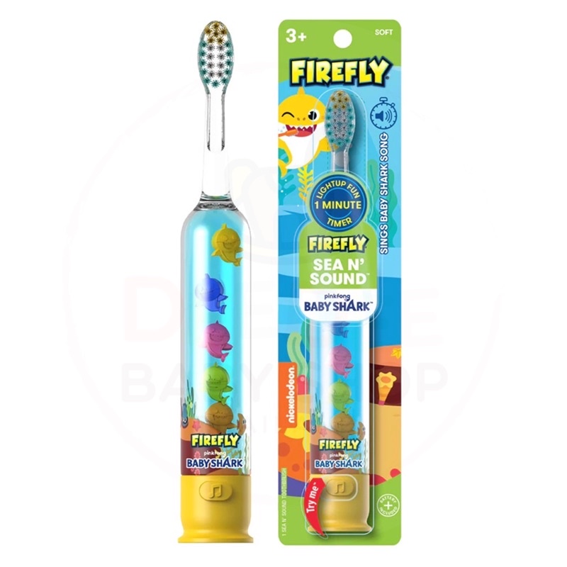 💯ของแท้💯 แปรงสีฟันพร้อมแสงไฟและเสียงดนตรี FireFly Baby Shark Sea N' Sound Toothbrush