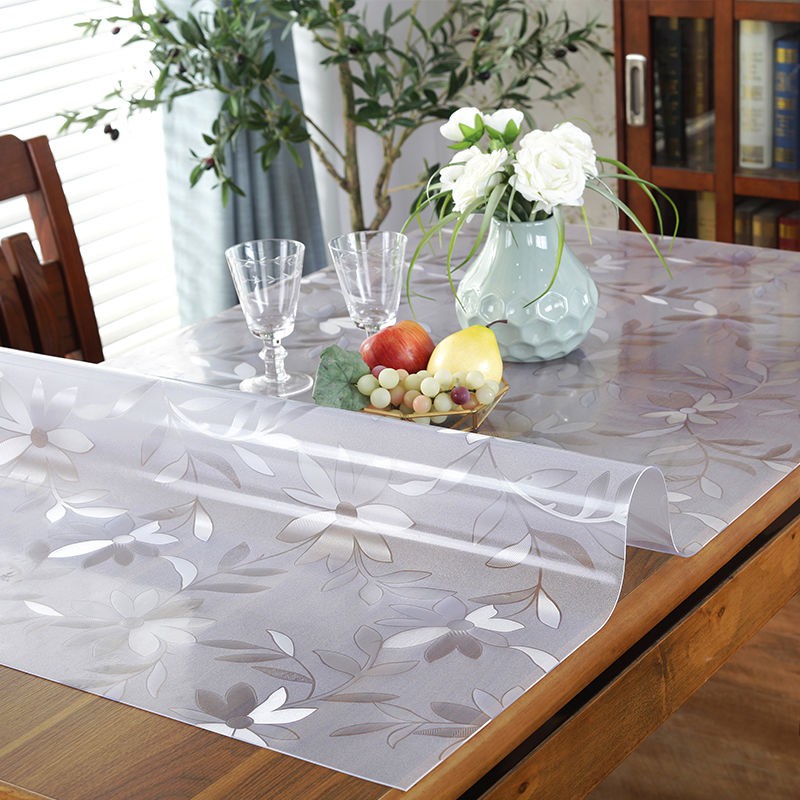 ผ้าปูโต๊ะโปร่งใสแก้วอ่อนผ้าปูโต๊ะพีวีซีพีวีซีกันน้ำ anti-scalding แผ่นยางกันน้ำทิ้งตารางเสื่อตารางพลาสติกคริสตัลตารางรุ