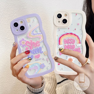 เคสโทรศัพท์มือถือนิ่ม ขอบหยัก ลายภาษาอังกฤษ สีรุ้ง หลากสี สําหรับ Redmi 9T 12C 10 10C 9 9A 9C NFC 10A A1 A1+ Mi 11T Redmi Note 10 Note 11 Pro + Note 10s Note9 Pro Note8 11s Note 10 Pro Max Plus