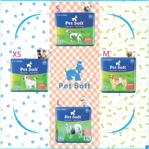 โอบิ ผ้าอ้อมสุนัข 3ลาย เพศผู้ Petsoft ซึมซับดีมากตลอดคืน ขอบยางนุ่ม เนื้อผ้านิ่มสบาย มี 3 ลายในห่อเดียว