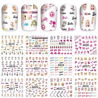 แผ่นละ12฿ 💅🏻แทททูติดเล็บบาร์บี้ สติกเกอร์ติดเล็บ ลอกลายน้ำ Barbie nail tattoo