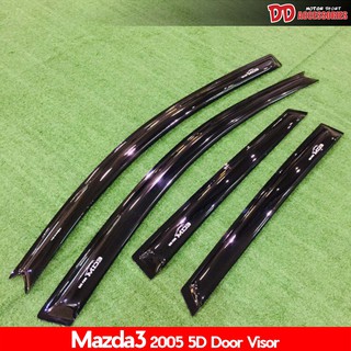 คิ้วปรตู กันสาด mazda3 2005 2006 2007 2008 2009 2010 4,5 ประตู สีดำ