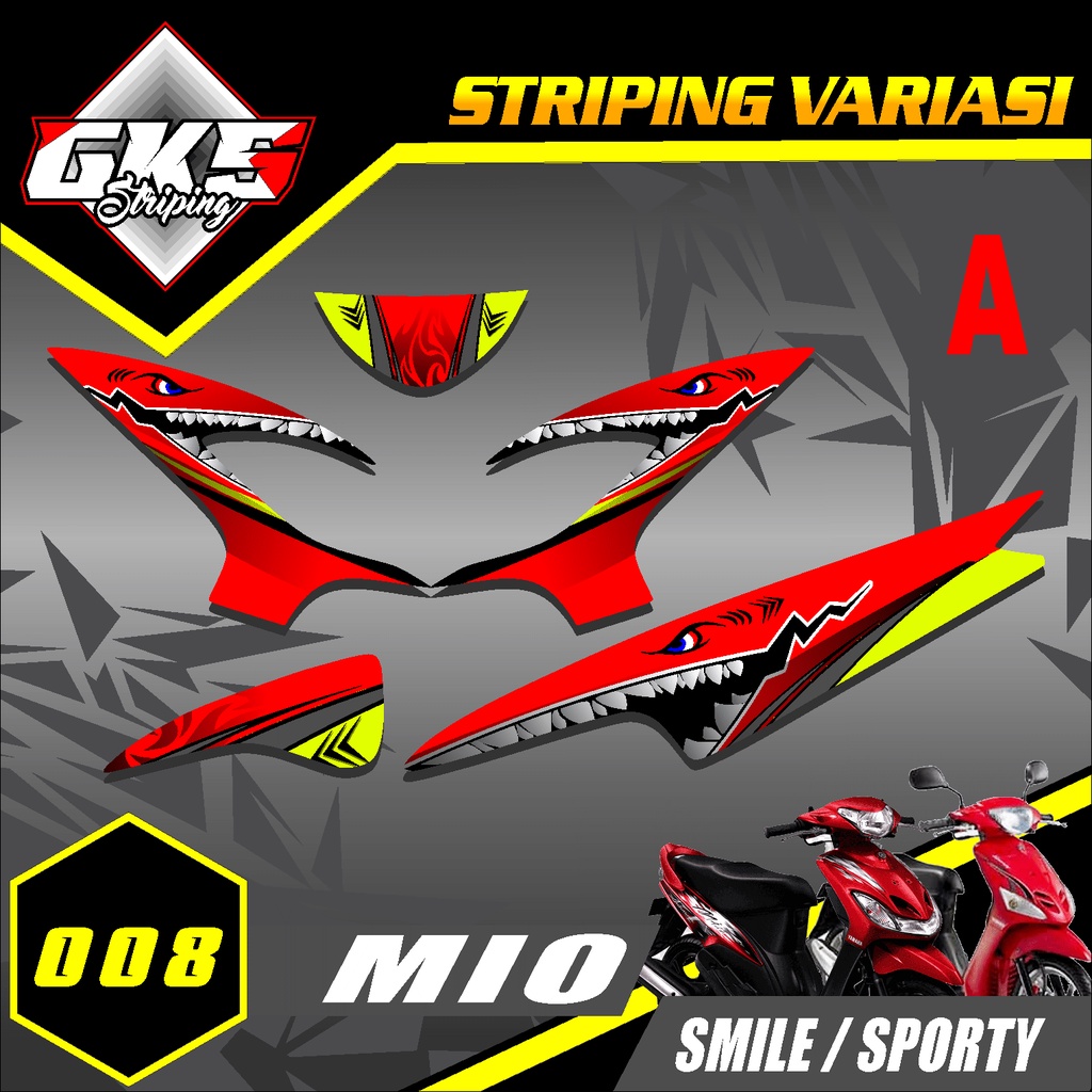 Mio 110 Smile/Sporty Striping Sticker 2004 - 2006 ล่าสุด Shark Motif GKS- 008
