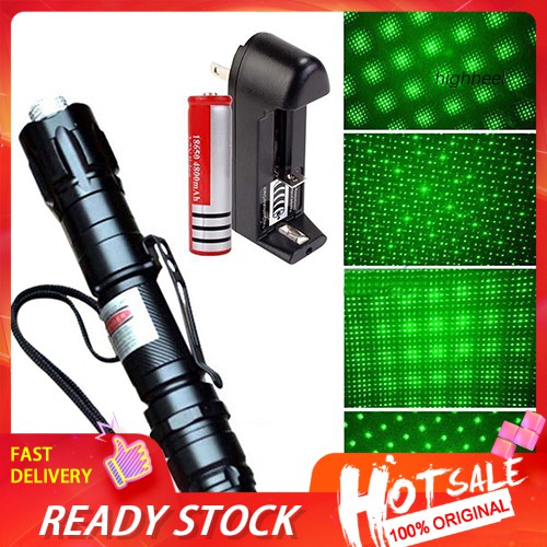 ( Hhel ) ปากกาเลเซอร์ชี้สีเขียว 5 Mw Lazer Power 532 Nm + 18650 + ที่ชาร์จ