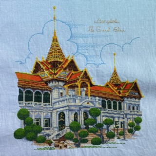 ภาพปักครอสติช วัดพระแก้ว ปักเสร็จ พร้อมส่ง ไม่ได้ใส่กรอบ