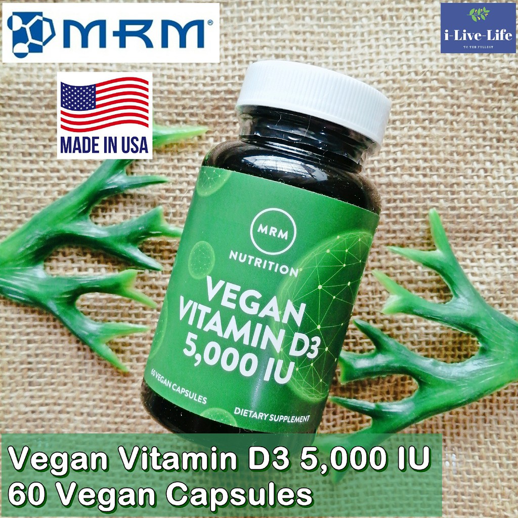 วิตามินดี 3 Vegan Vitamin D3 5,000 IU 60 Vegan Capsules - MRM D-3 D 3