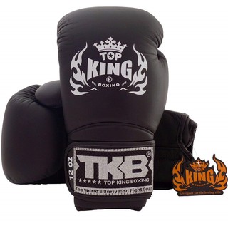 นวมชกมวย TOP KING Boxing gloves Black Super Muay Thai Training Sparring gloves TKBGSV Full leather