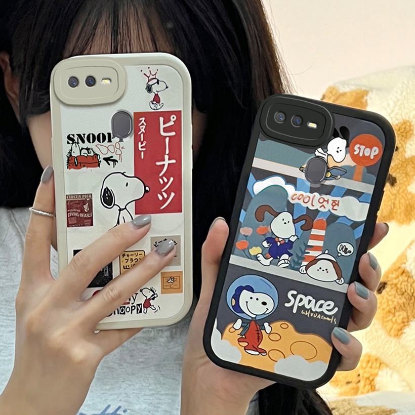 เคสโทรศัพท์มือถือ ขอบสี่เหลี่ยม ป้องกันกล้อง ลายการ์ตูนสนูปปี้ สําหรับ OPPO A12 A12e A7 AX7 A7X A5S AX5S AX5 A3S