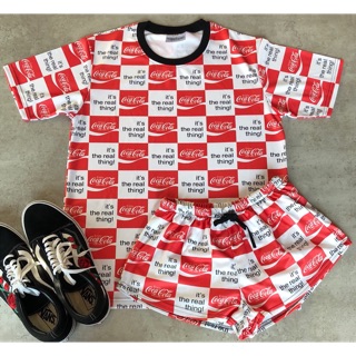 ชุดเซท เสื้อ &amp; กางเกงขาสั้น ลายCoke Red