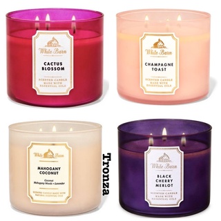 เทียนหอม 3 ไส้ Bath and Body Works Cactus blossom,mahogany coconut, black cherry merlot, champagne toast 3 Wick Candle