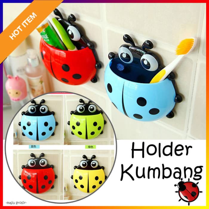 AMP ONLINE STORE - ที่ใส่แปรงสีฟัน Ku m bang Lady Bug Organizer ยาสีฟันที่วางแปรงสีฟัน