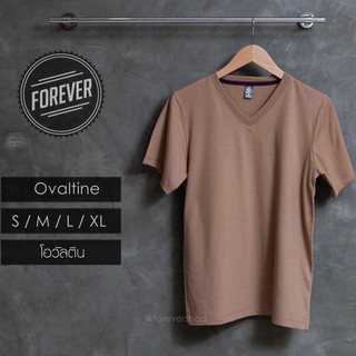 ⚡️N E W⚡️เสื้อยืดสีพื้นคอวี(สีโอวัลติน)