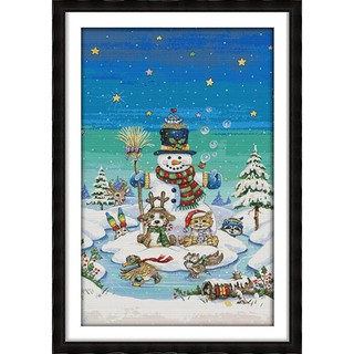 *พร้อมส่ง*ชุดปักครอสติช ตุ๊กตาหิมะ หิมะ ฤดูหนาว (Snow man Cross stitch kit)