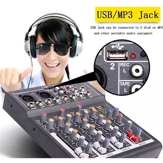 สเตอริโอมิกเซอร์ 4 ช่อง USB MP3 ผสมสัญญาณเสียง STEREO MIXER รุ่น JXL F4BT-USB