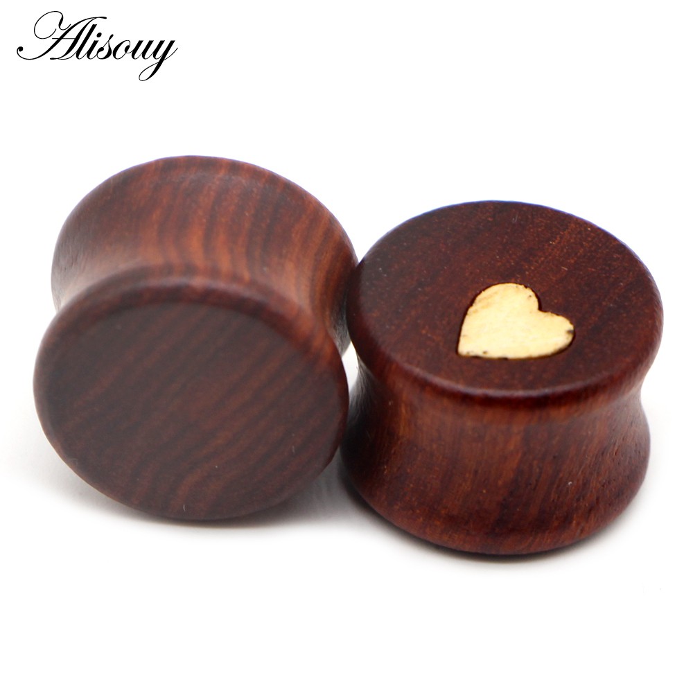 Alisouy 2 ชิ้น 8-25 มม. หัวใจ ปลั๊ก และอุโมงค์ ขนาดใหญ่ ต่างหูอุโมงค์ ไม้ขยาย ผู้ชาย เจาะหู เจาะร่างกาย อุโมงค์ เกจ