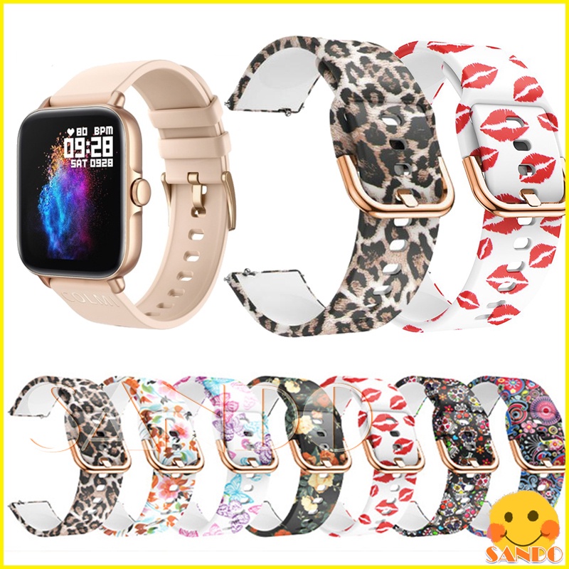 COLMI P28/COLMI P28 Plus สมาร์ทวอทช์สายซิลิโคนอ่อนนุ่มสมาร์ทวอทช์เปลี่ยนสายดอกไม้พิมพ์สายรัดอุปกรณ์เ