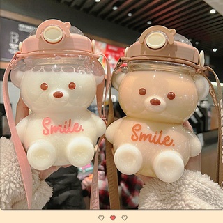 (Pre order) ขวดใส่น้ำ ขวดใส่น้ำผลไม้ ขวดพลาสติกใส ขวดน้ำดื่ม 1000 , 1400ml รูปหมี ใส ขวดน้ำ3D กระบอกน้ำ กระติกน้ำ ขวด