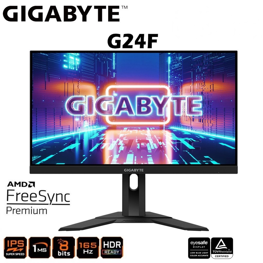 MONITOR (จอมอนิเตอร์) GIGABYTE G24F, G24F-2 23.8" INCH IPS FHD 1MS 165Hz FLAT Gaming Monitor 3y.