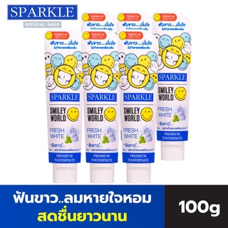 SPARKLE ยาสีฟัน สปาร์คเคิล 100 กรัม (6 หลอด) สูตร WHITE TOOTHPASTE 100G (SMILEY) SK0672 ฟันขาว..ลมหายใจหอมสดชื่น ไวท์