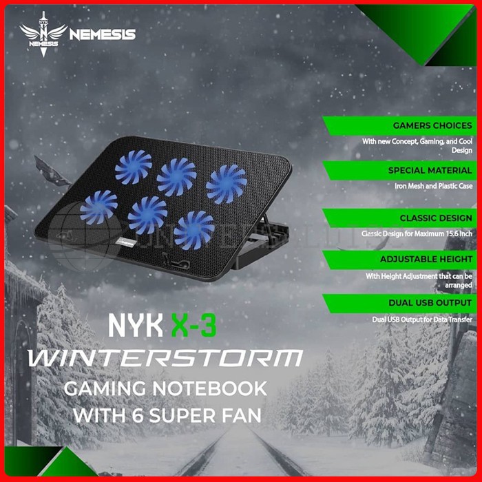 แผ่นทําความเย็น NYK Nemesis X-3 X3 Winterstrom Cooler แล็ปท็อป FAN 6 FAN