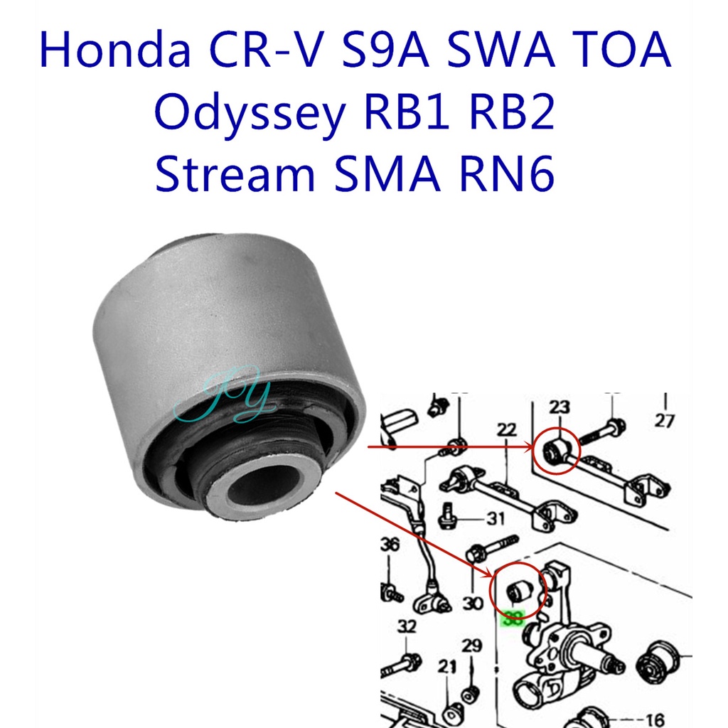 (1PCS) Honda CRV CR-V S9A SWA TOA RD5 RE4 Odyssey SFE RB1 RB2 Stream RN6 SMA Knuckle Bush ด้านหลัง U