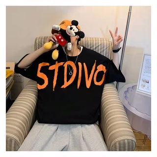 เสื้อยืด แขนสั้น คอกลม เสื้อยืดสีดำ ผ้าคอตตอน ผ้าดี เกรดพรีเมียม  พิมพ์ STDIVO