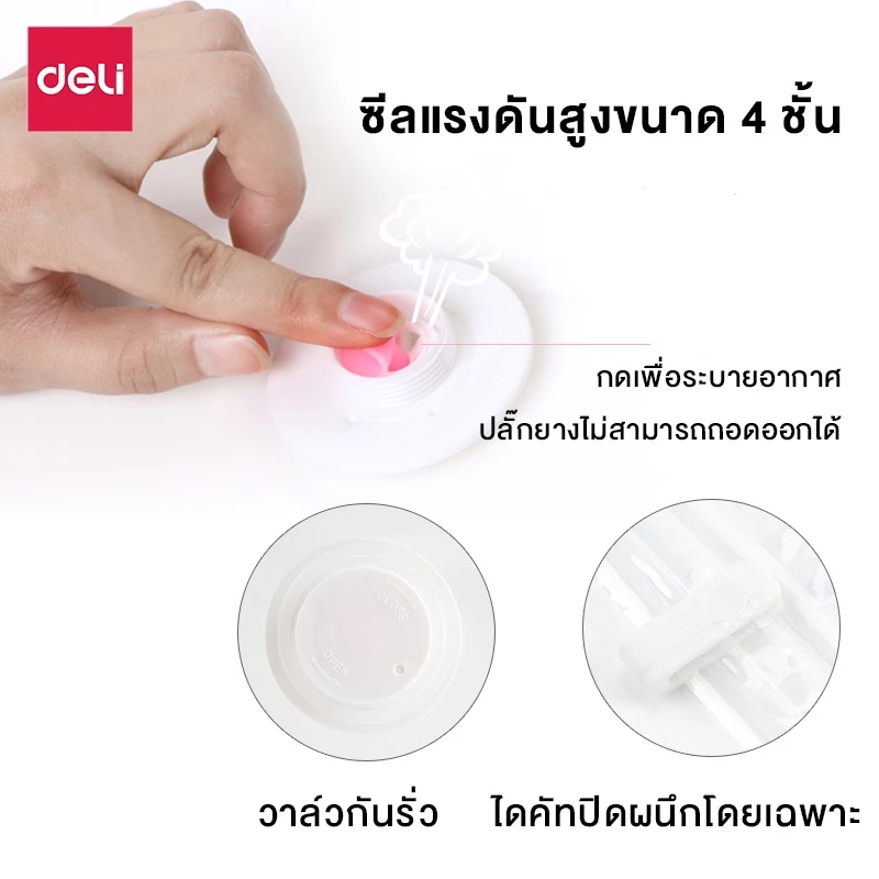 Deli ถุงสูญญากาศ มีวาล์ว ประหยัดพื้นที่ ใช้งานซ้ำได้ thumbnail 7