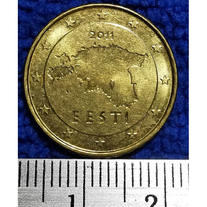 เหรียญ​ต่างประเทศ​ เอสโตเนีย​ Estonia, ยูโร,10 Euro Cent,​ใช้แล้ว, #​0810
