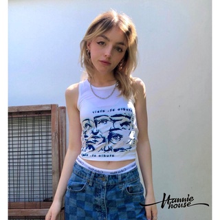 ❥Only➢Women´s Portrait Print Sleeveless Slim Fit T-Shirts