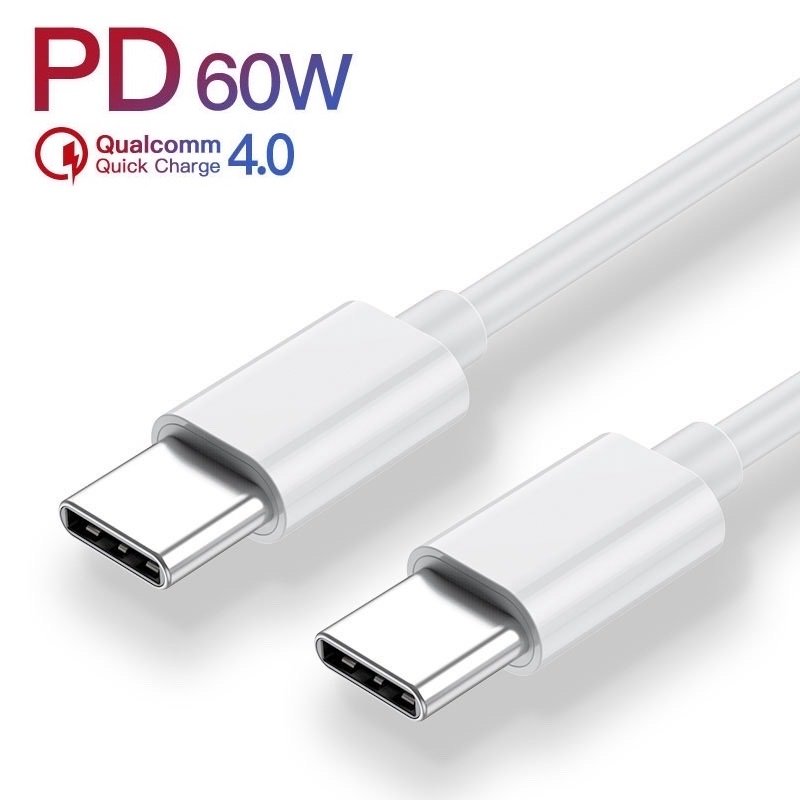 สายชาร์จเร็ว 3A-60W 2 หัวType C PD QC 3.0 QC4.0 สําหรับ Samsung Xiaomi Redmi