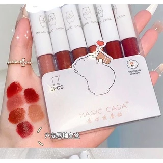 pink-girl: ลิปสติก เนื้อแมท กันน้ํา ติดทนนาน 5 ชิ้น / ชุด.upbest-MAGIC