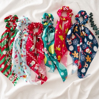 ผ้าพันคอโบว์ริบบิ้นซานตาคลอสเกล็ดหิมะ Scrunchies 10MK