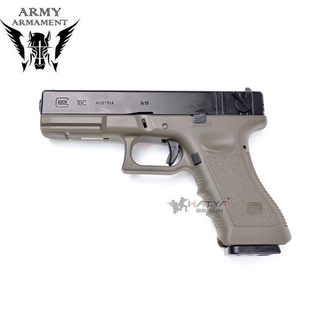 ARMY R18 GLOCK18 OD GBB (A) แถมอุปกรณ์พร้อมเล่นครบชุด ,ของเล่นบีบีกัน