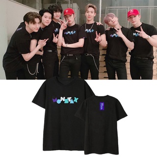 เสื้อยืดผ้าฝ้าย เสื้อยืดผ้าฝ้ายทรงหลวมพิมพ์ลาย KPOP MONSTA X Unisexเวลาว่าง