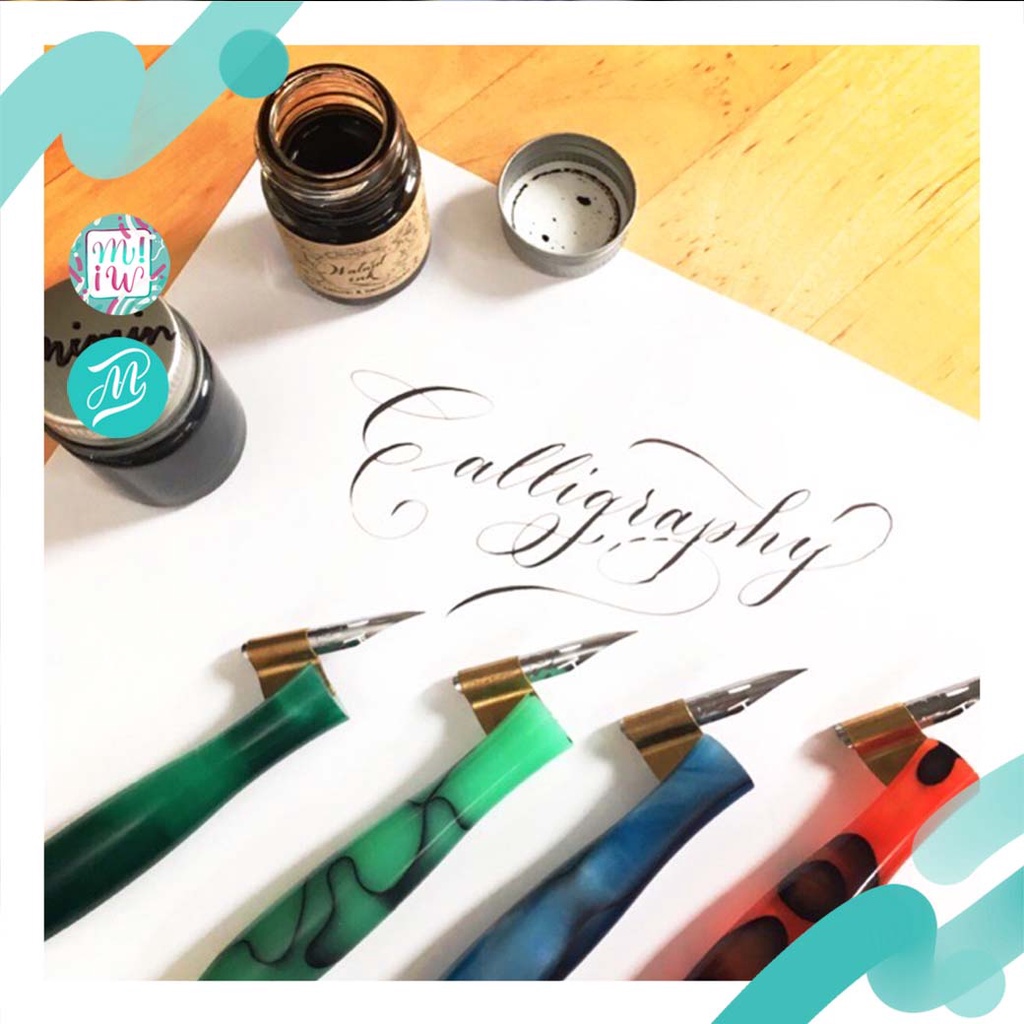 ด้ามปากกาคอแร้ง เรซิ่น สีแจ่ม พกพาสะดวก calligraphy Oblique pen holder