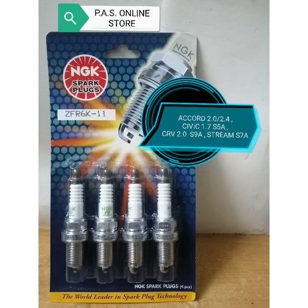 ZFR6K-11 NGK SPARK PLUG สําหรับ HONDA ACCORD 2.0, CRV 2.0, CIVIC 1.7 , STREAM S7A