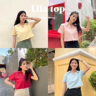 Lichi.official / Lila Top เสื้อเชิ้ตครอปแขนสั้น เป็นผ้าคอตตอนทรงสวย