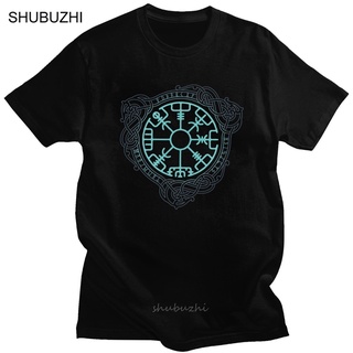 เสื้อยืดผ้าฝ้ายพิมพ์ลายขายดี เสื้อยืดแขนสั้น ผ้าฝ้าย พิมพ์ลาย Vegvisir Old Norse Runes สไตล์คลาสสิก สําหรับผู้ชาย