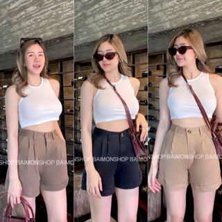 🔥aimorn_shop🔥 คู่กางเกงทรงลุง 💖ขาสั้น+เสื้อกล้าม💖ผ้ทคอนตอลใส่สบายมาก แต่งซิปสุดฮิตงานดีเวอร์