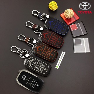 ซองหนังแท้ ใส่กุญแจรีโมท รุ่นด้ายสี Toyota Vellfire,Alphard 2015-22 Smart Key 6 ปุ่ม